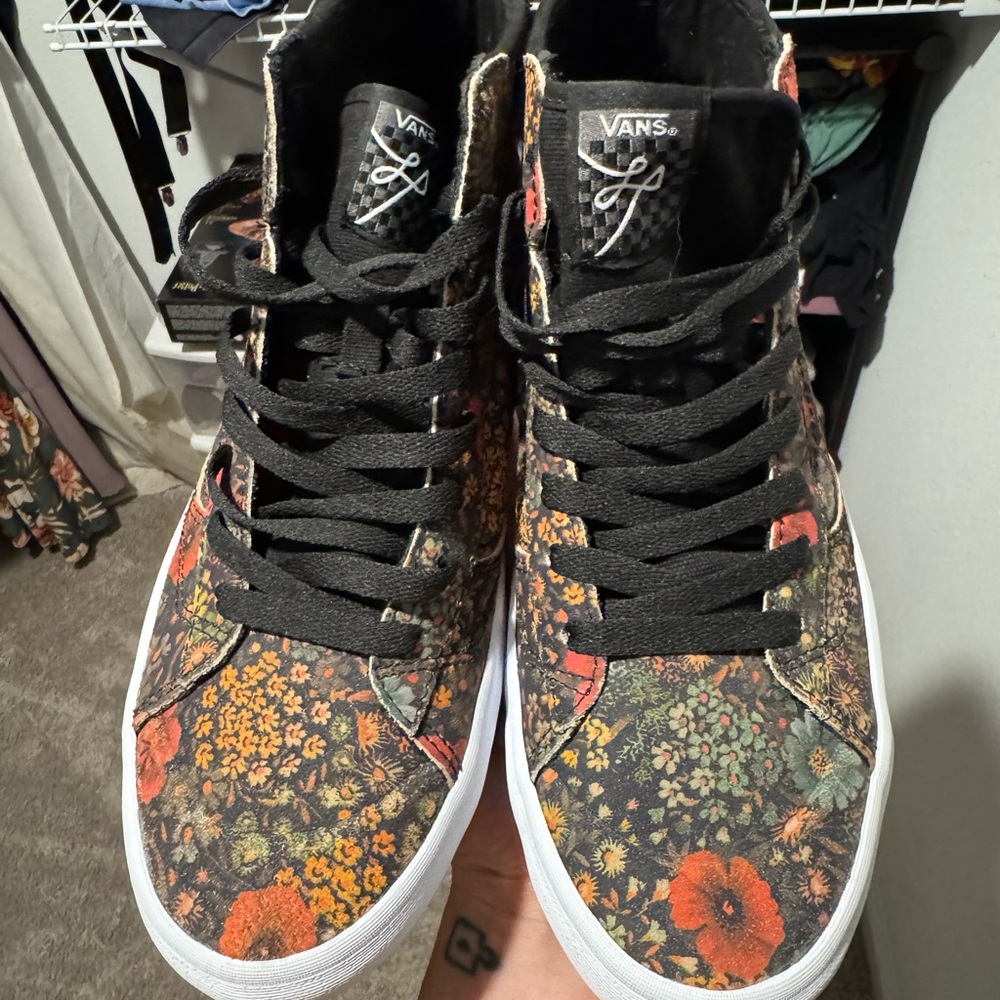 Vans Women's Floral High-Top Sneakers - Black and Multicolor